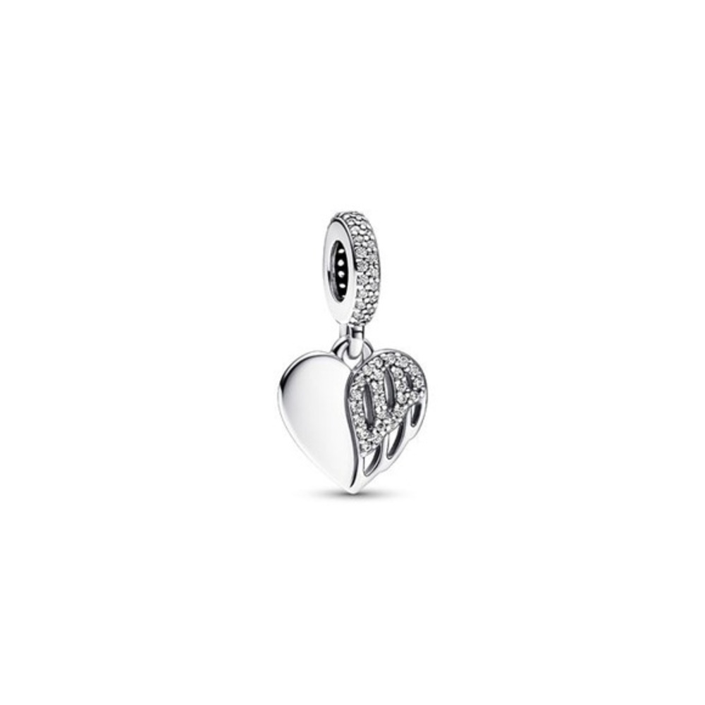 Silver Heart Charm with Crystals